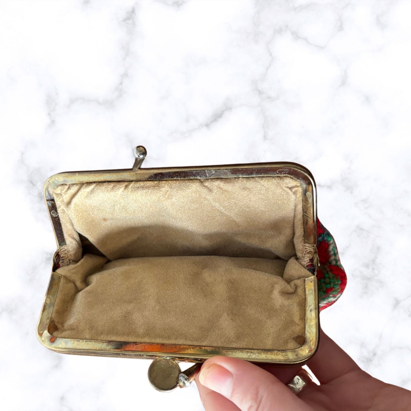 Vintage Red, White, Blue and Green Welsh Wool Tapestry Coin Purse