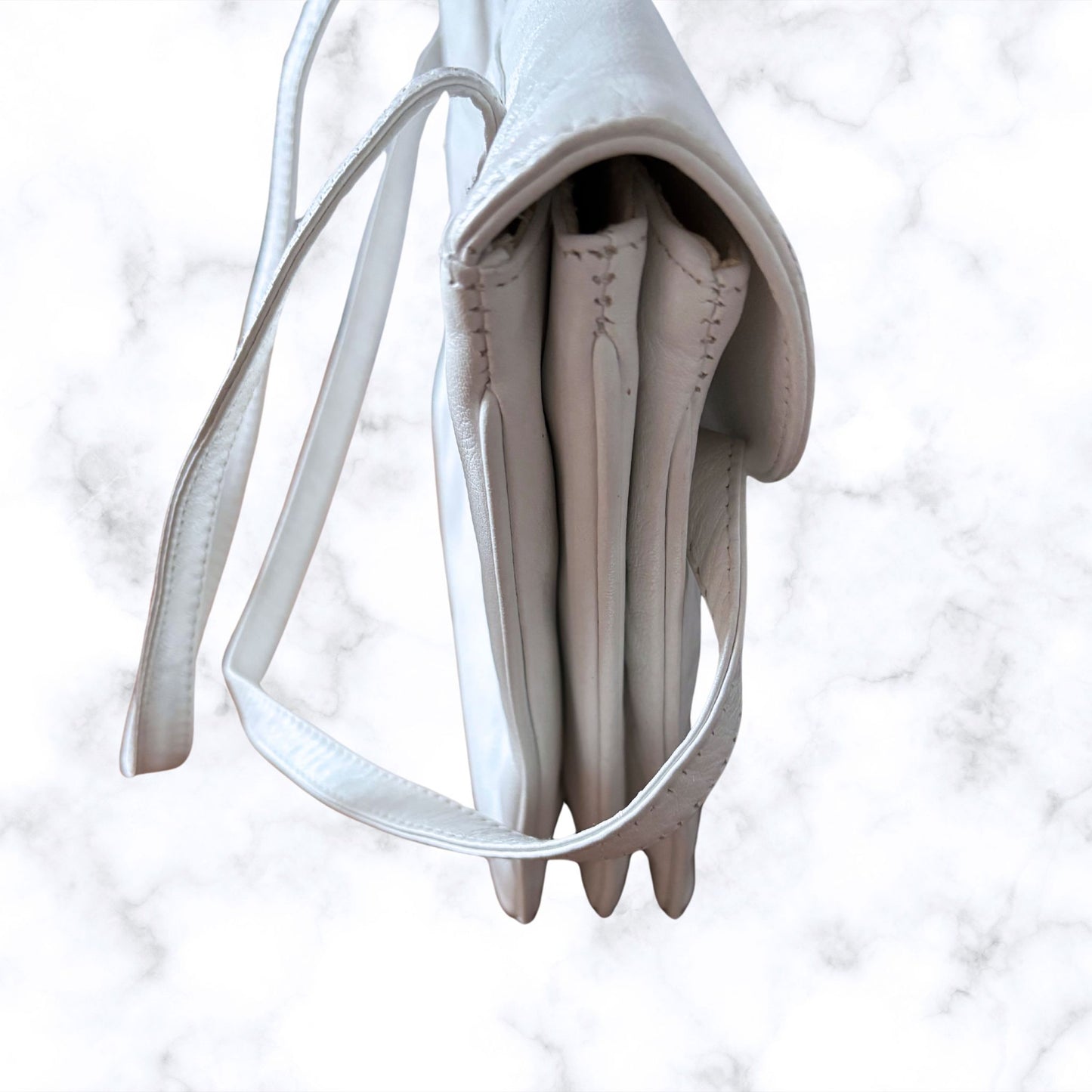 White Leather 80s Vintage Shoulder Bag by Sybilla.  Super Stylish