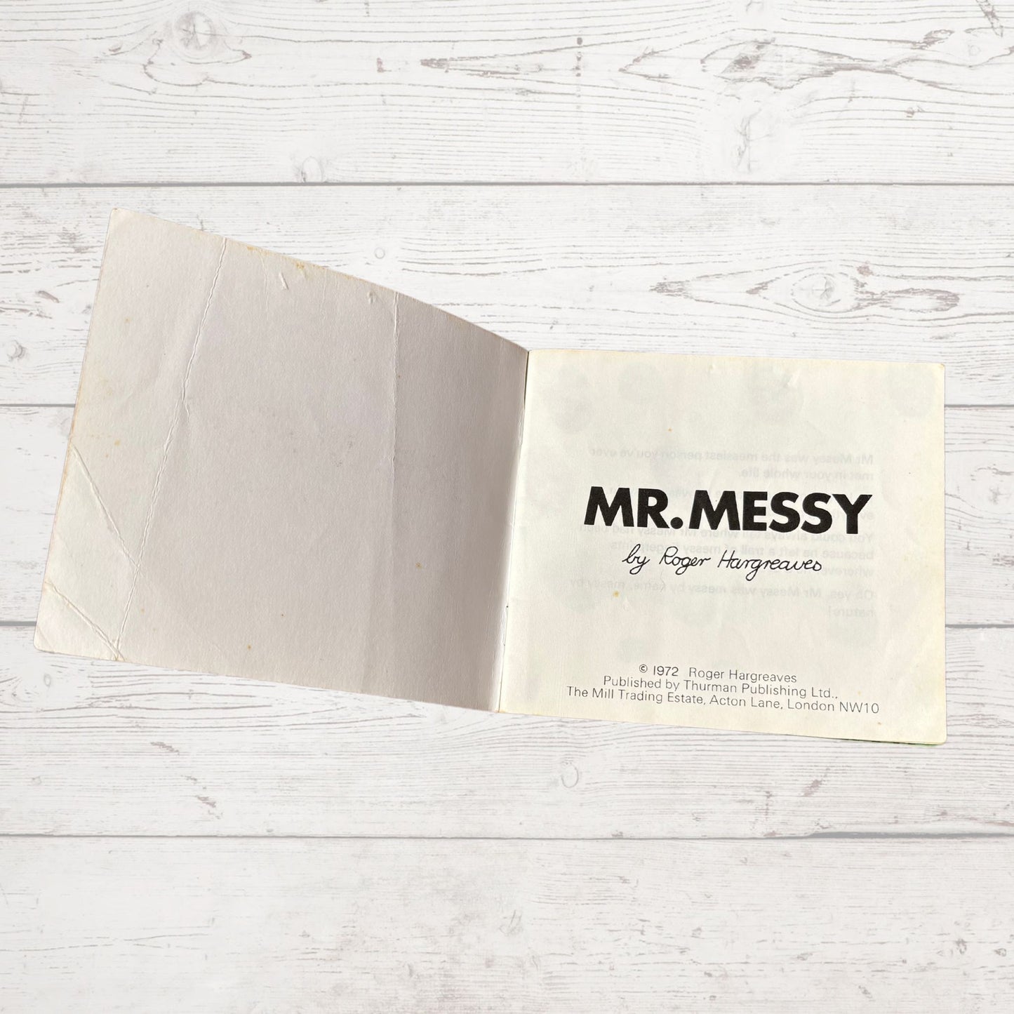 Mr. Messy by Roger Hargreaves. Original 1970s The Mr Men series. 1972 edition. Great gift idea