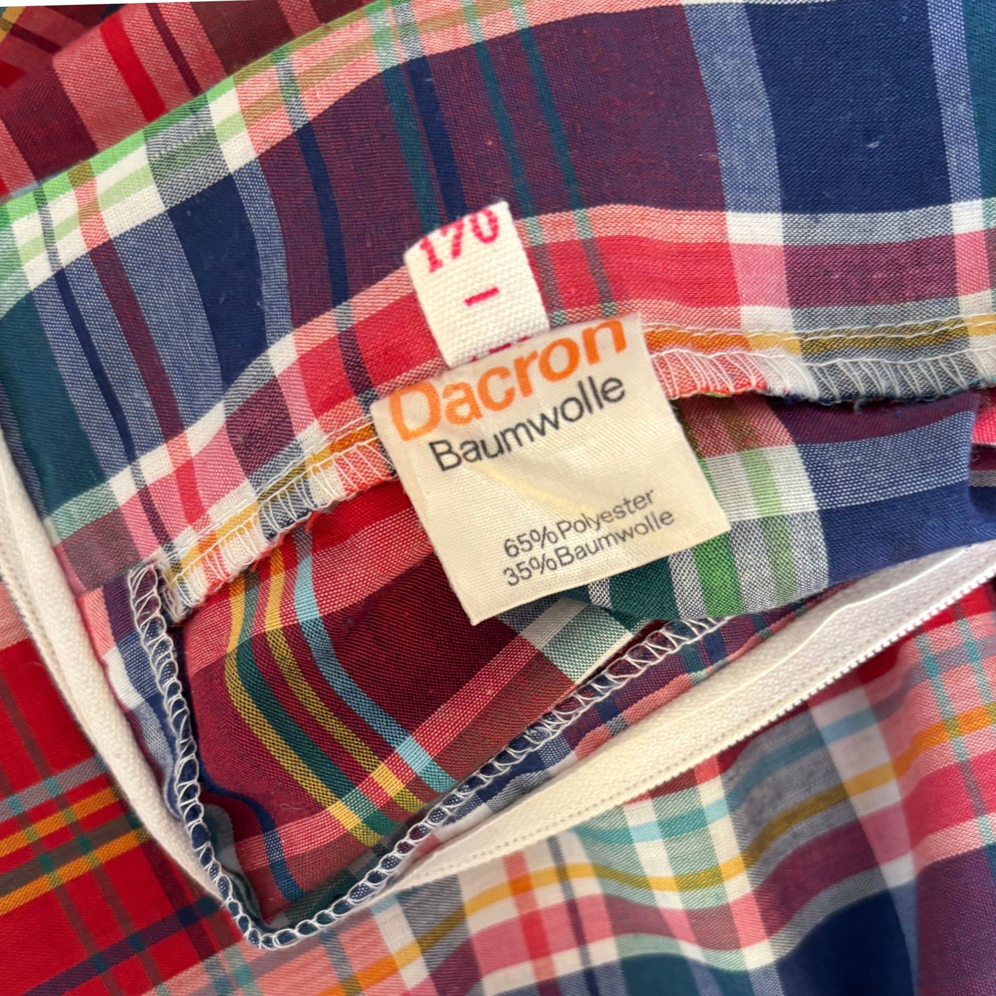 1970s Red, White, Blue and Green Checked Vintage Maxi Skirt . Approx UK size 8-10