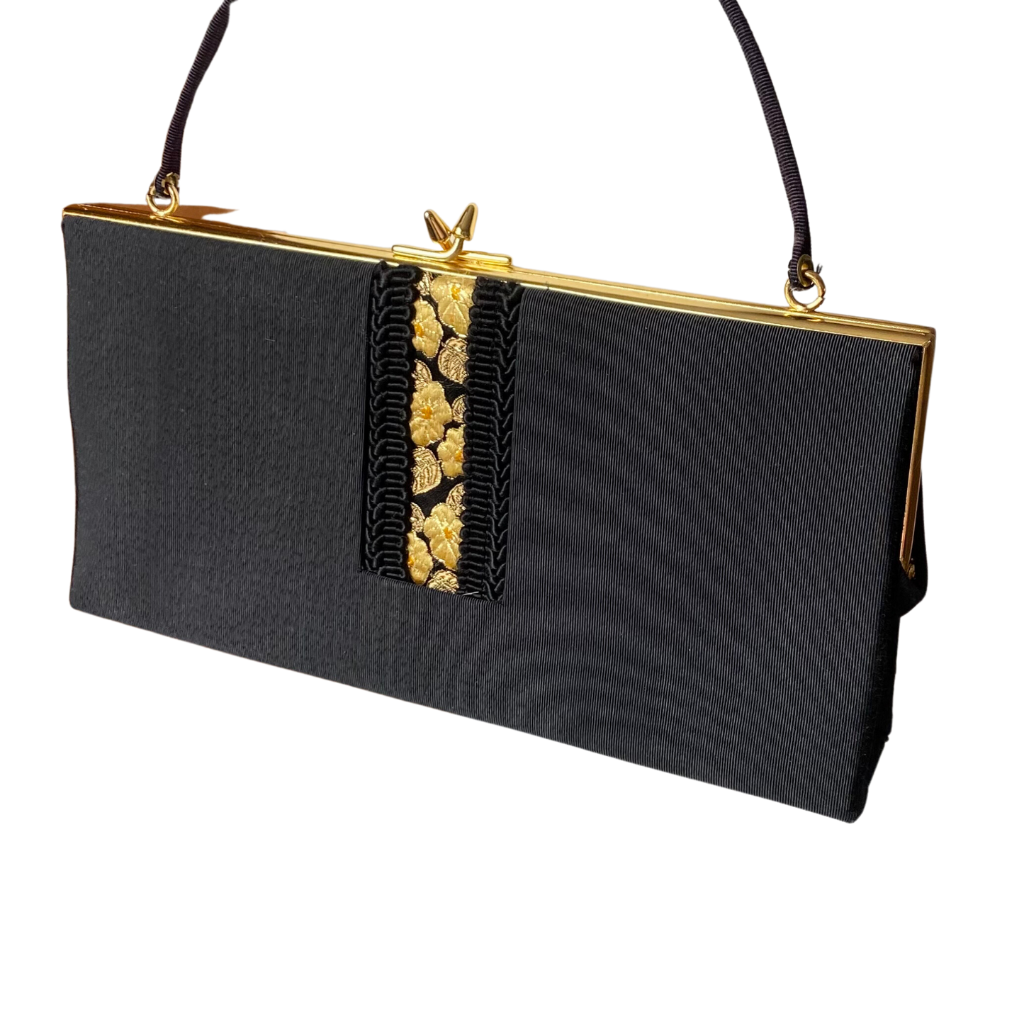 Vintage black and gold brocade evening bag. . Great gift idea