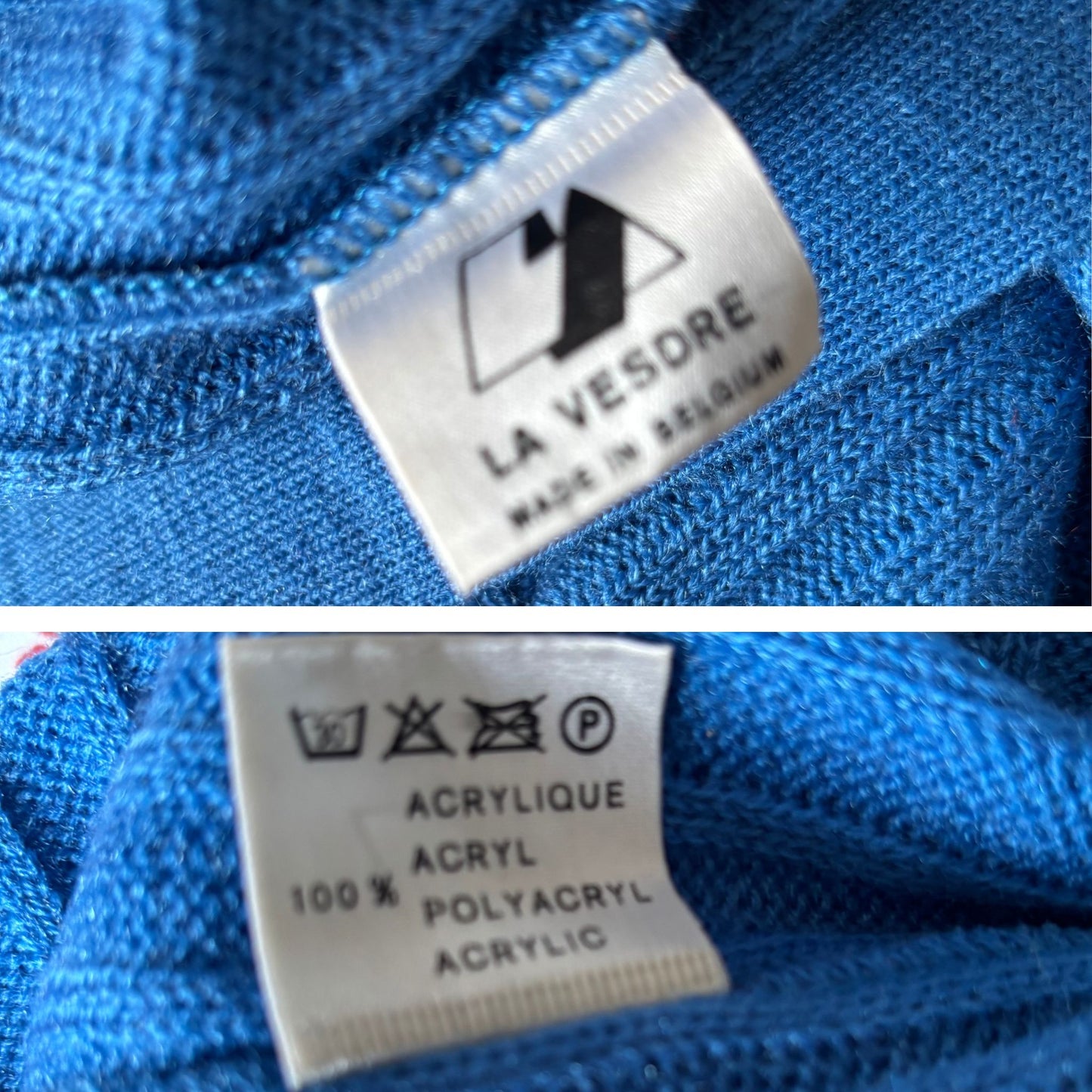 70s Blue Ribbed V neck Vintage Cardigan.  Approx UK size 8-10