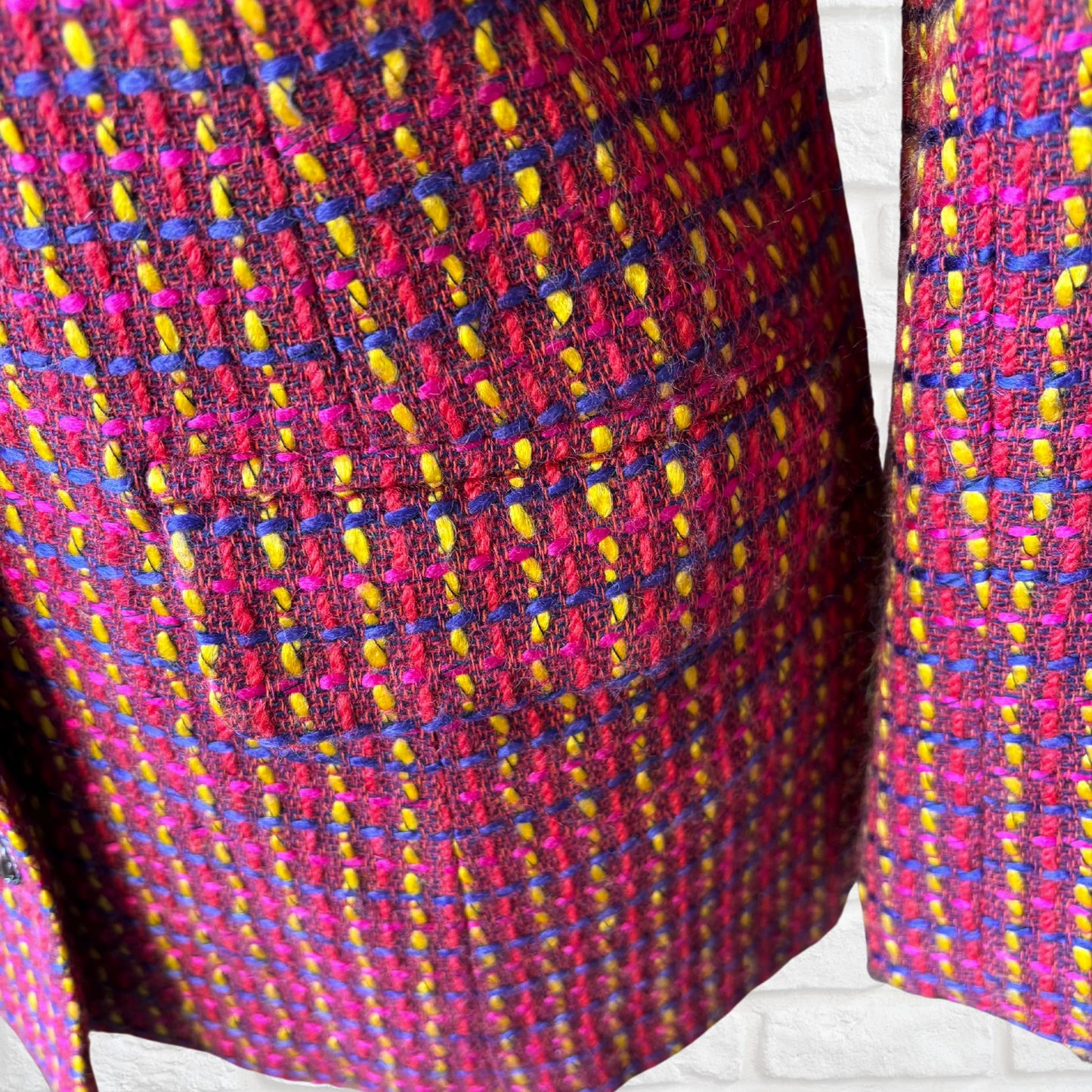 Colourful 1980s Vintage Wool Blend Bouclé Jacket . Approx UK size 10-12