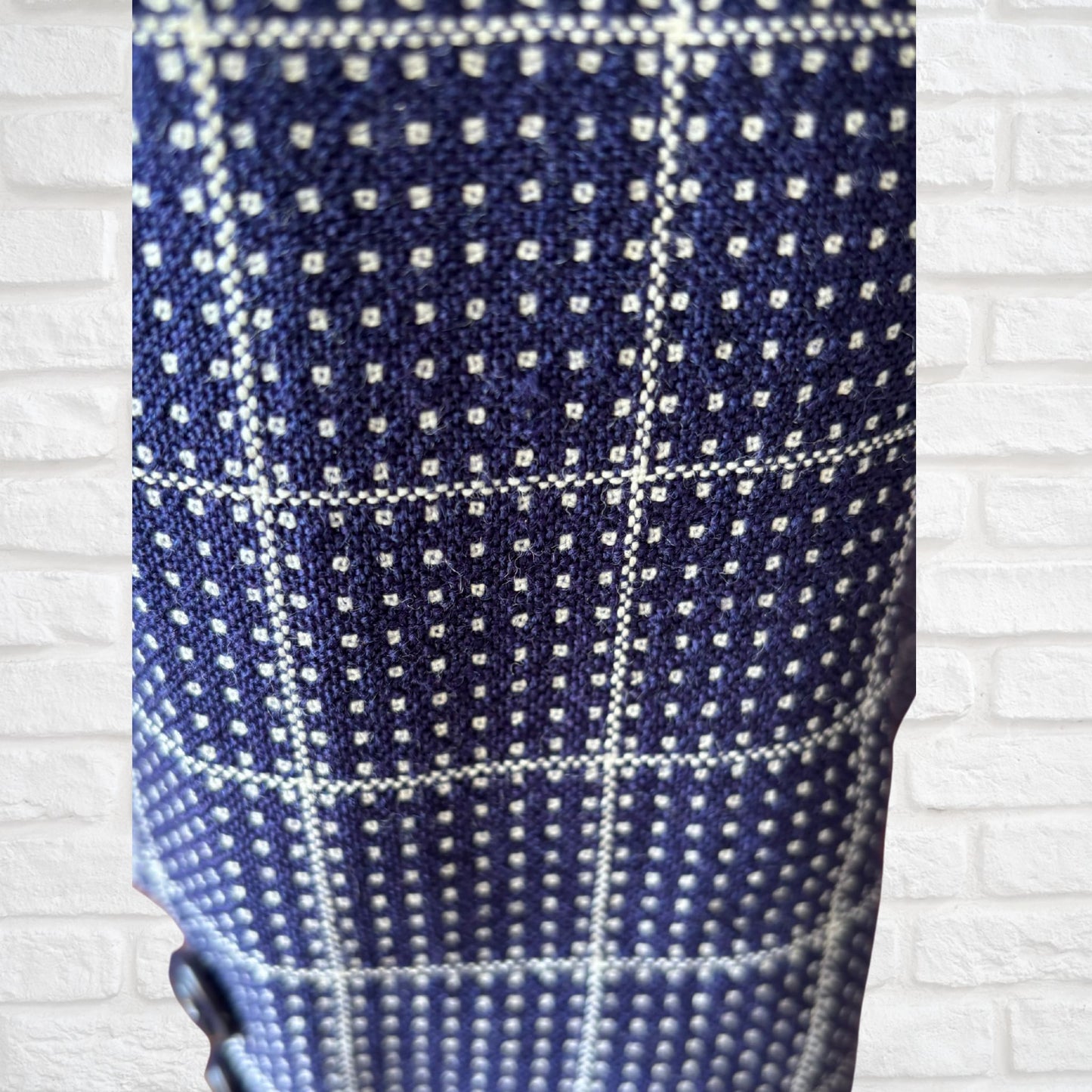 Vintage Navy & White 70s Belted Jacket with Wide Lapels .Approx UK size 8-10