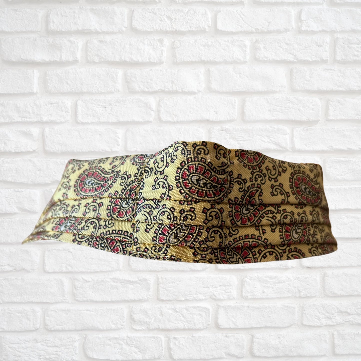 60s Mod Style Yellow, Black and Red Paisley Print Vintage Tootal Cravat