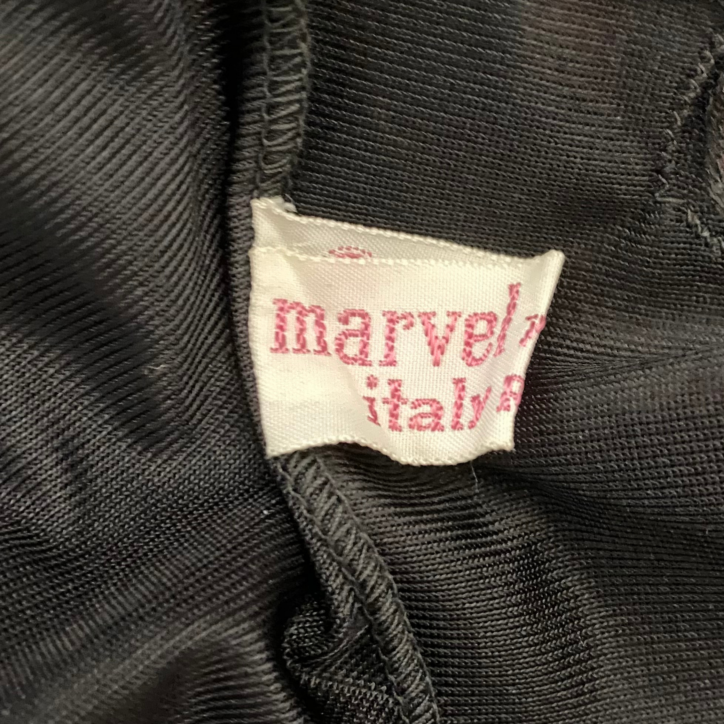 60s black lace trimmed silky Italian slip. Approx U.K. size 12-14