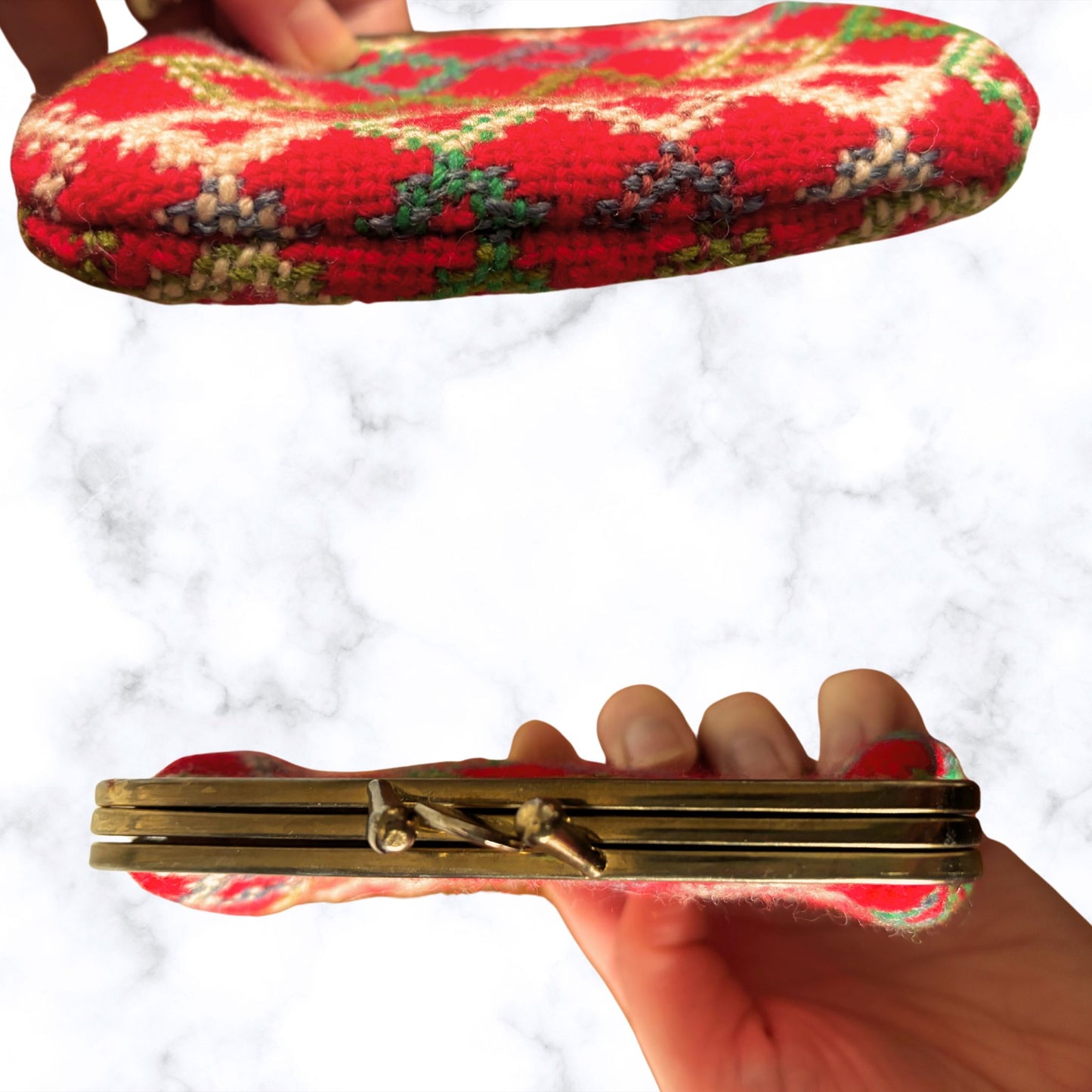 Vintage Red, White, Blue and Green Welsh Wool Tapestry Coin Purse