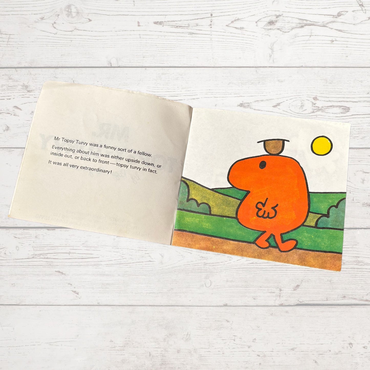 Mr. Topsy - Turvy by Roger Hargreaves. Original 1970s The Mr Men series. 1972 edition. Great gift idea