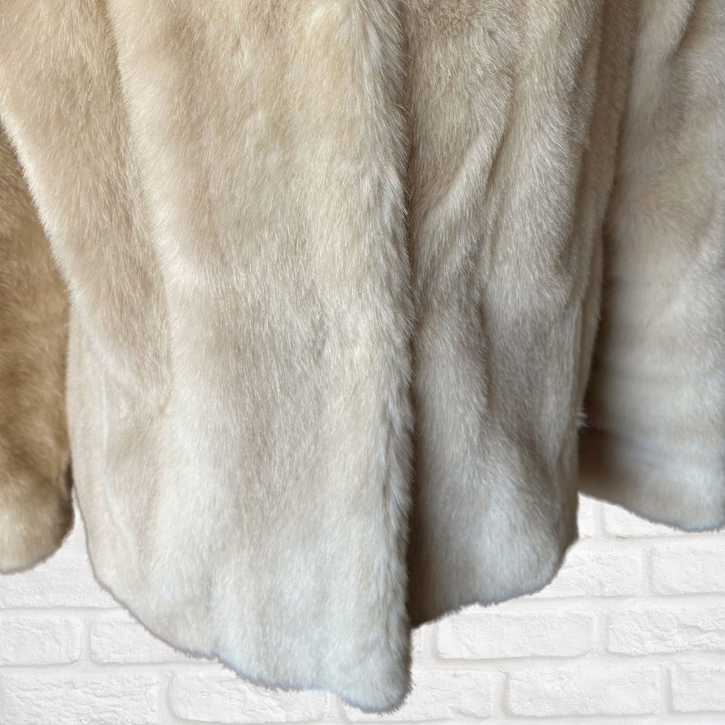 Vintage 1970s Dark Cream Astraka Faux Fur Coat – Made in England. Approx UK size 10-12