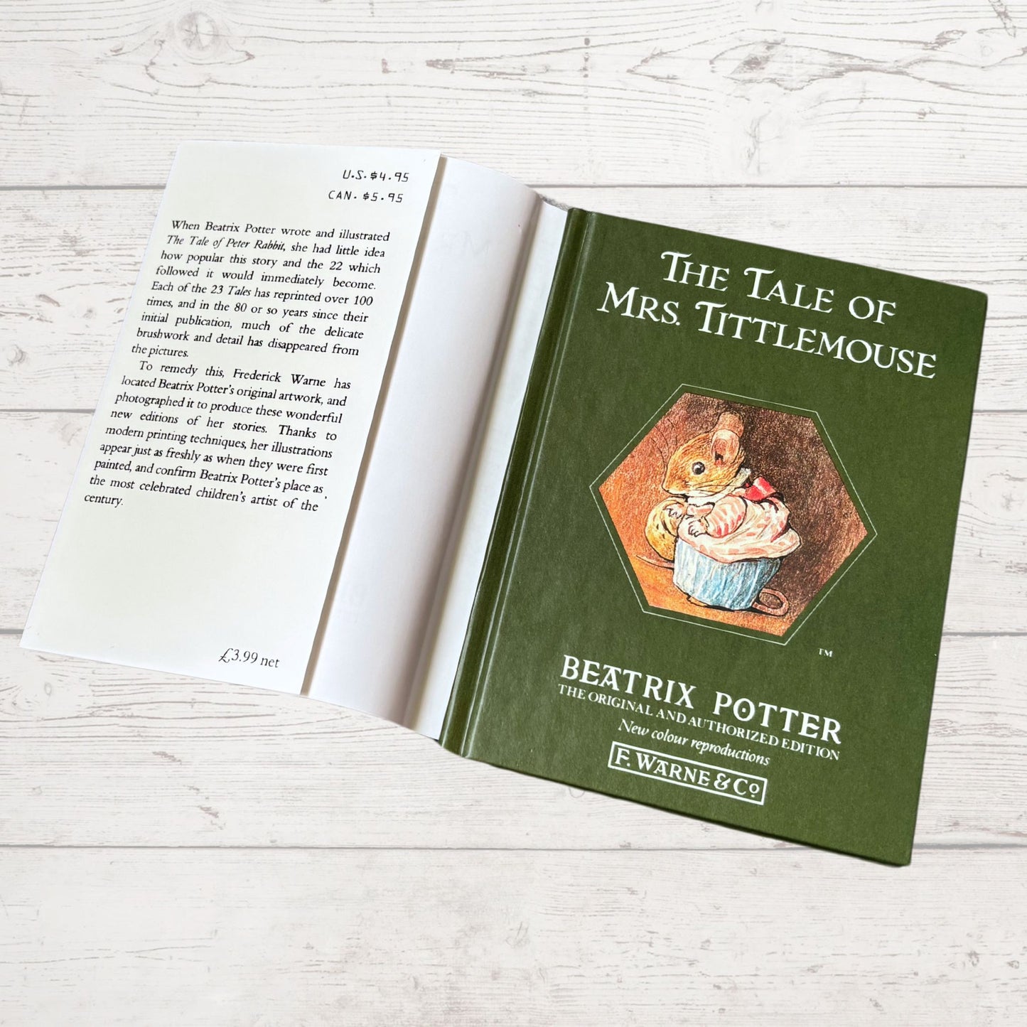 The Tale of Mrs Tittlemouse.Vintage Beatrix Potter Book. 1989 edition. Great Gift Idea