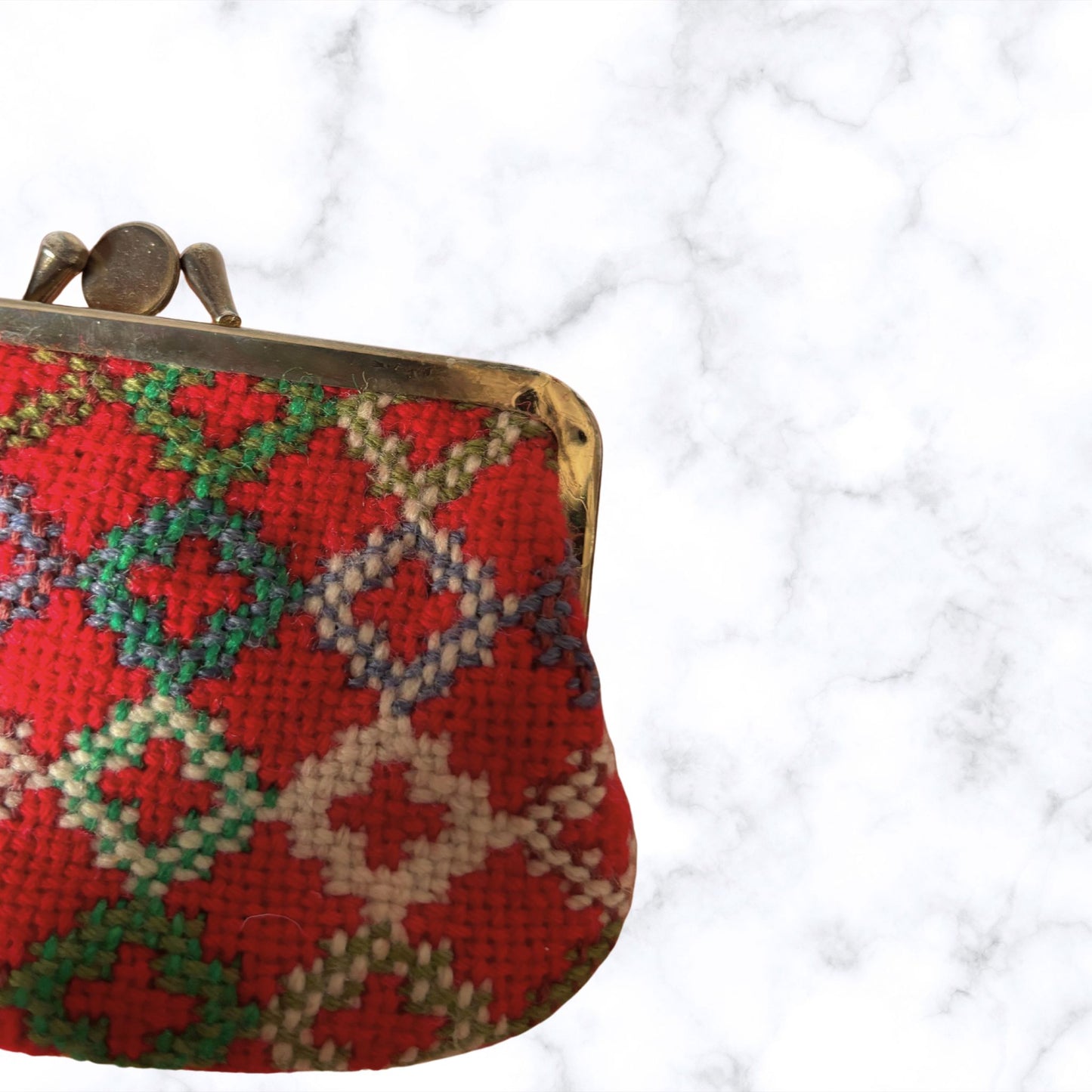 Vintage Red, White, Blue and Green Welsh Wool Tapestry Coin Purse