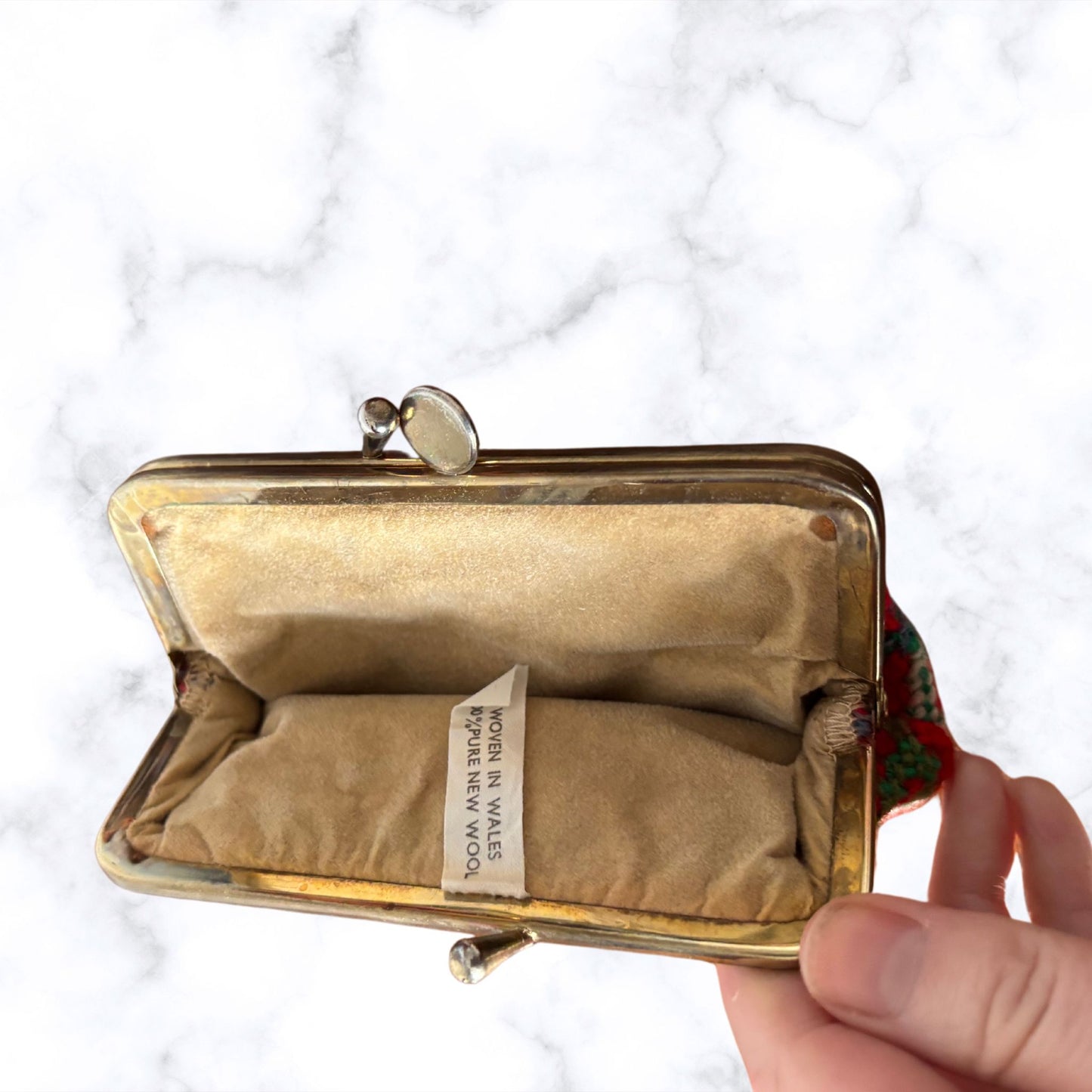 Vintage Red, White, Blue and Green Welsh Wool Tapestry Coin Purse