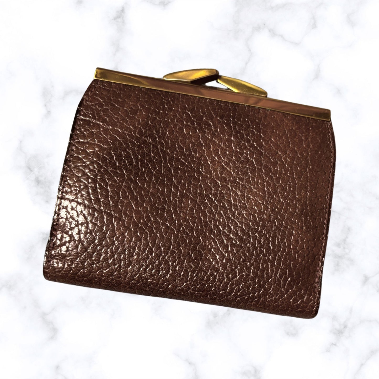 Vintage 1960s Brown Leather Clasp Top Purse/Wallet - Stylish and Practical