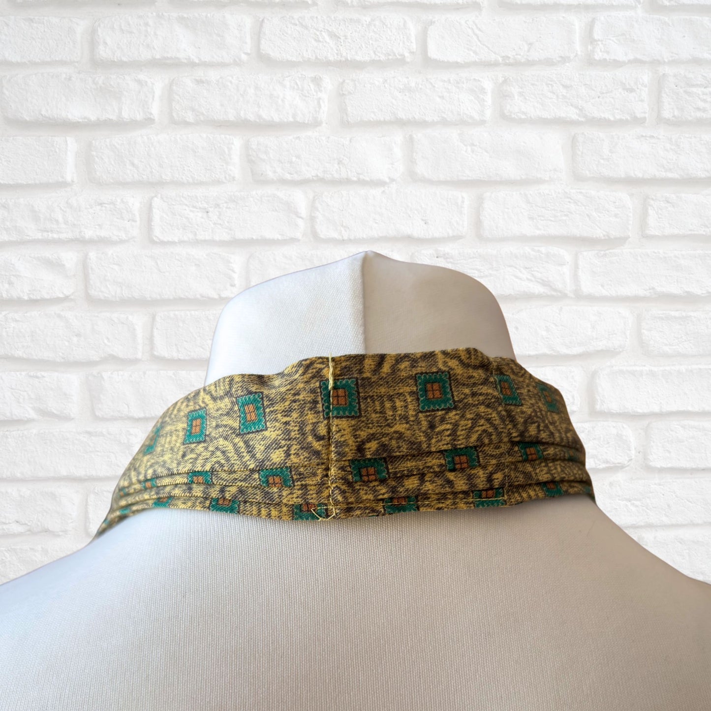 60s Mod Style Yellow, Black and Green Abstract Print Vintage Tootal Cravat
