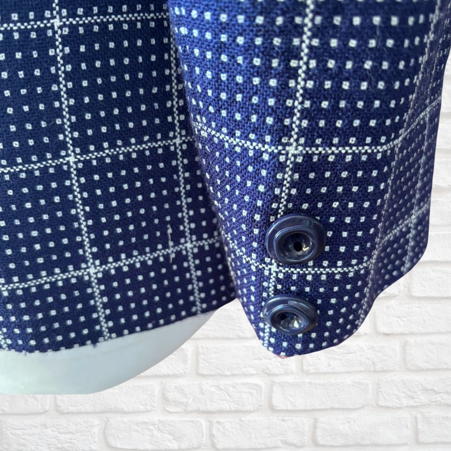 Vintage Navy & White 70s Belted Jacket with Wide Lapels .Approx UK size 8-10