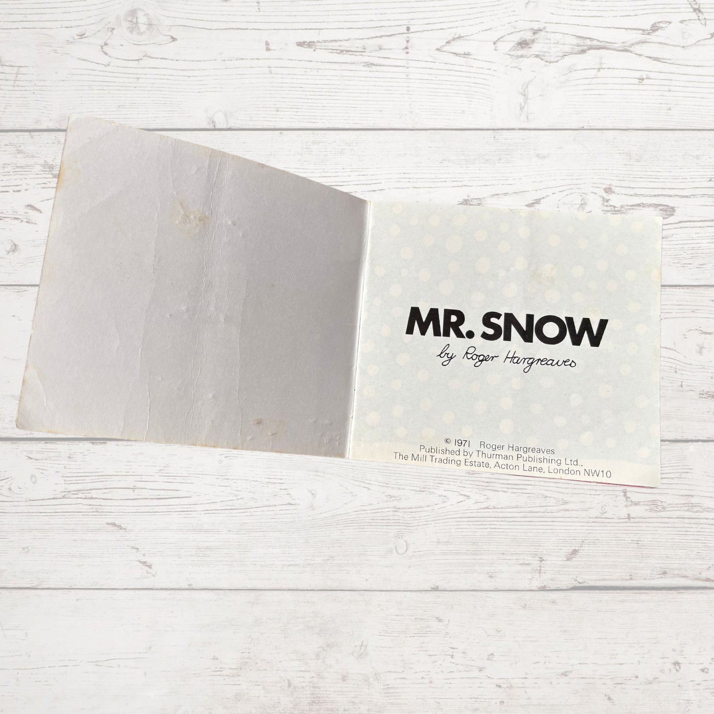 Mr. Snow by Roger Hargreaves. Original 1970s The Mr Men series. 1971 edition. Great gift idea