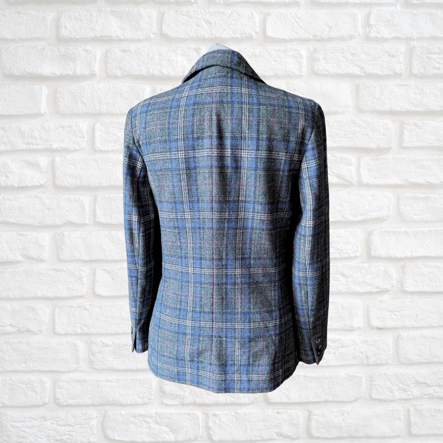 Vintage 80s Pendleton Blue and Grey Checked Blazer. Approx UK size 10-12
