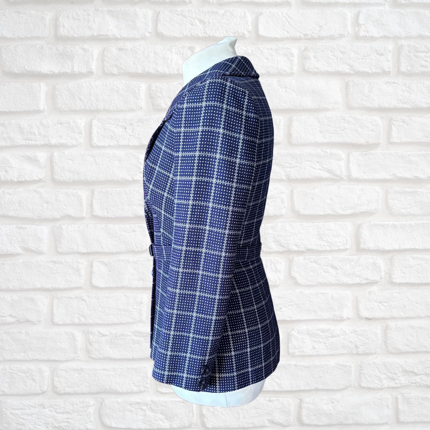 Vintage Navy & White 70s Belted Jacket with Wide Lapels .Approx UK size 8-10