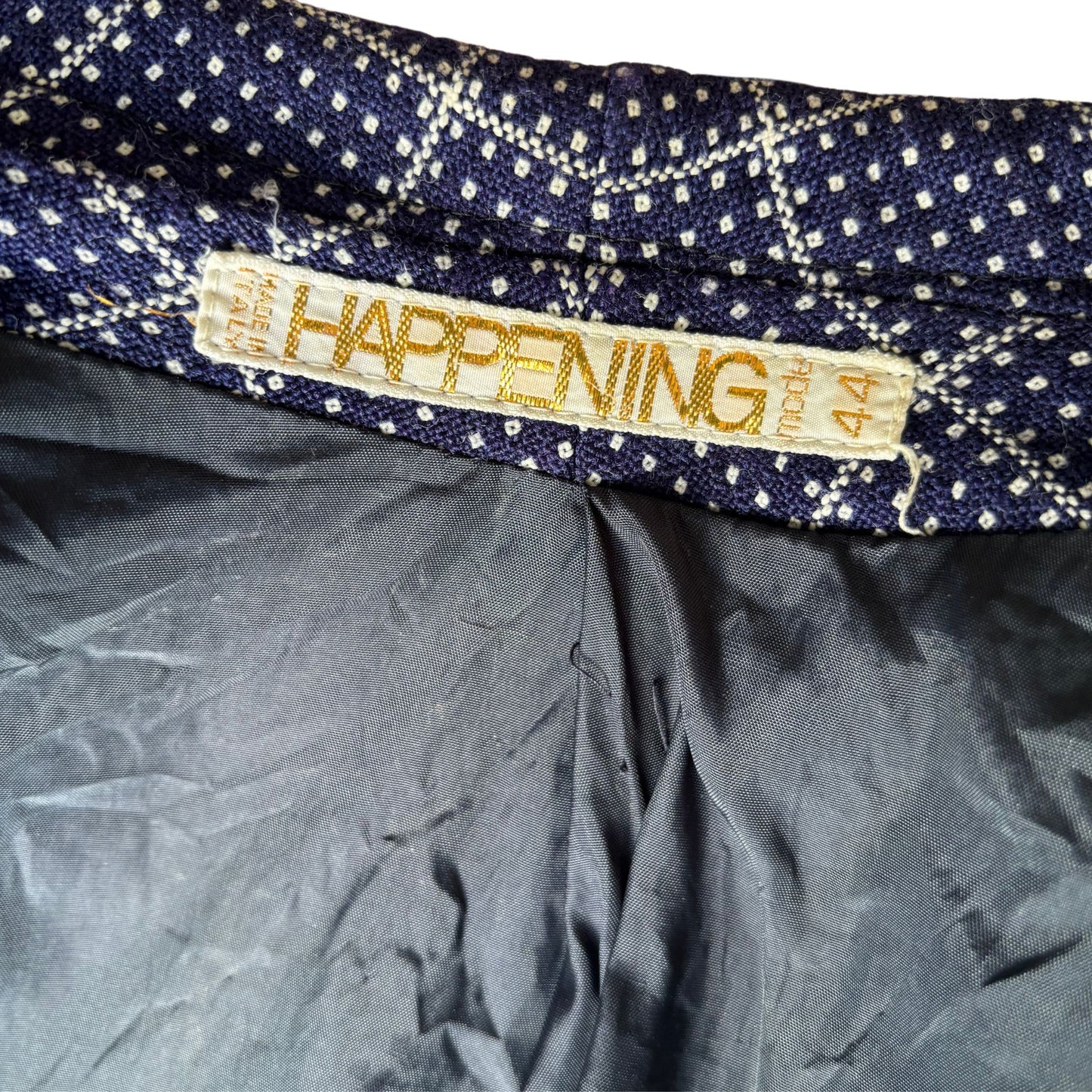 Vintage Navy & White 70s Belted Jacket with Wide Lapels .Approx UK size 8-10