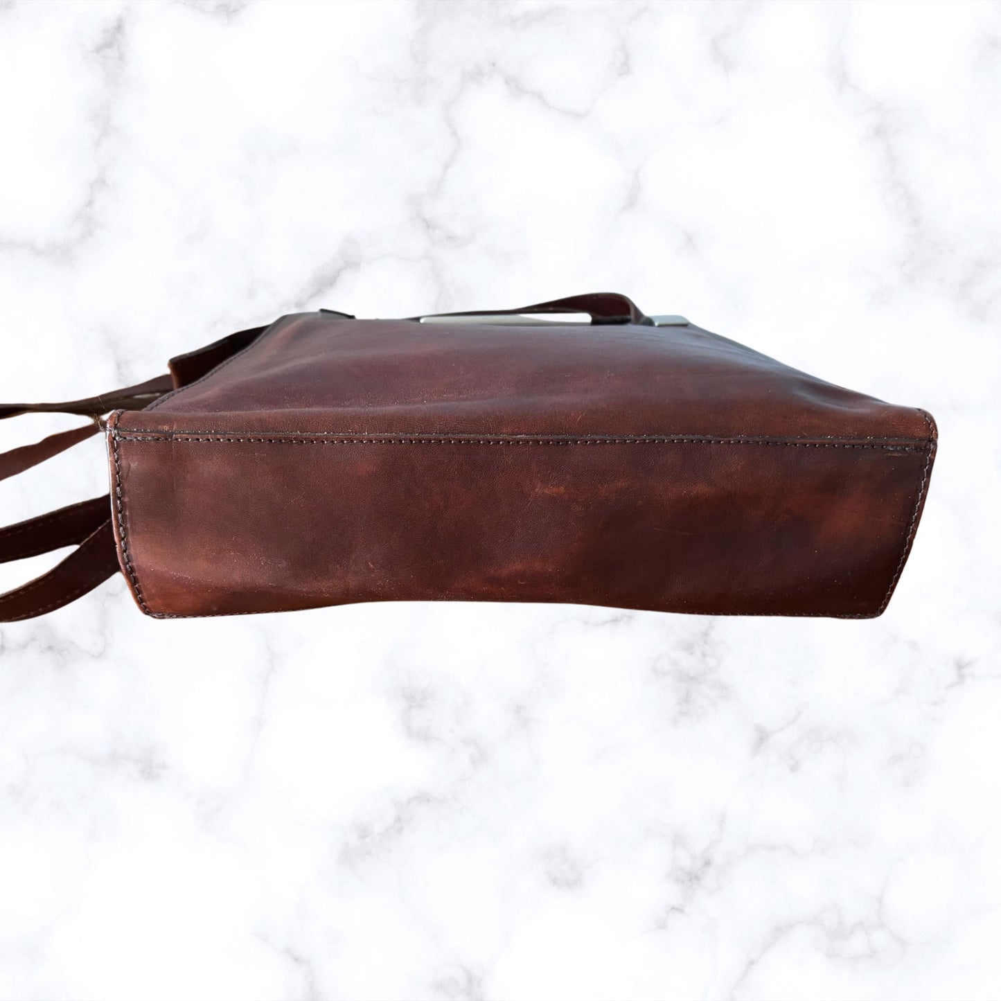 Dark Brown Leather Vintage Shoulder Bag by Icci. Stylish and Secure