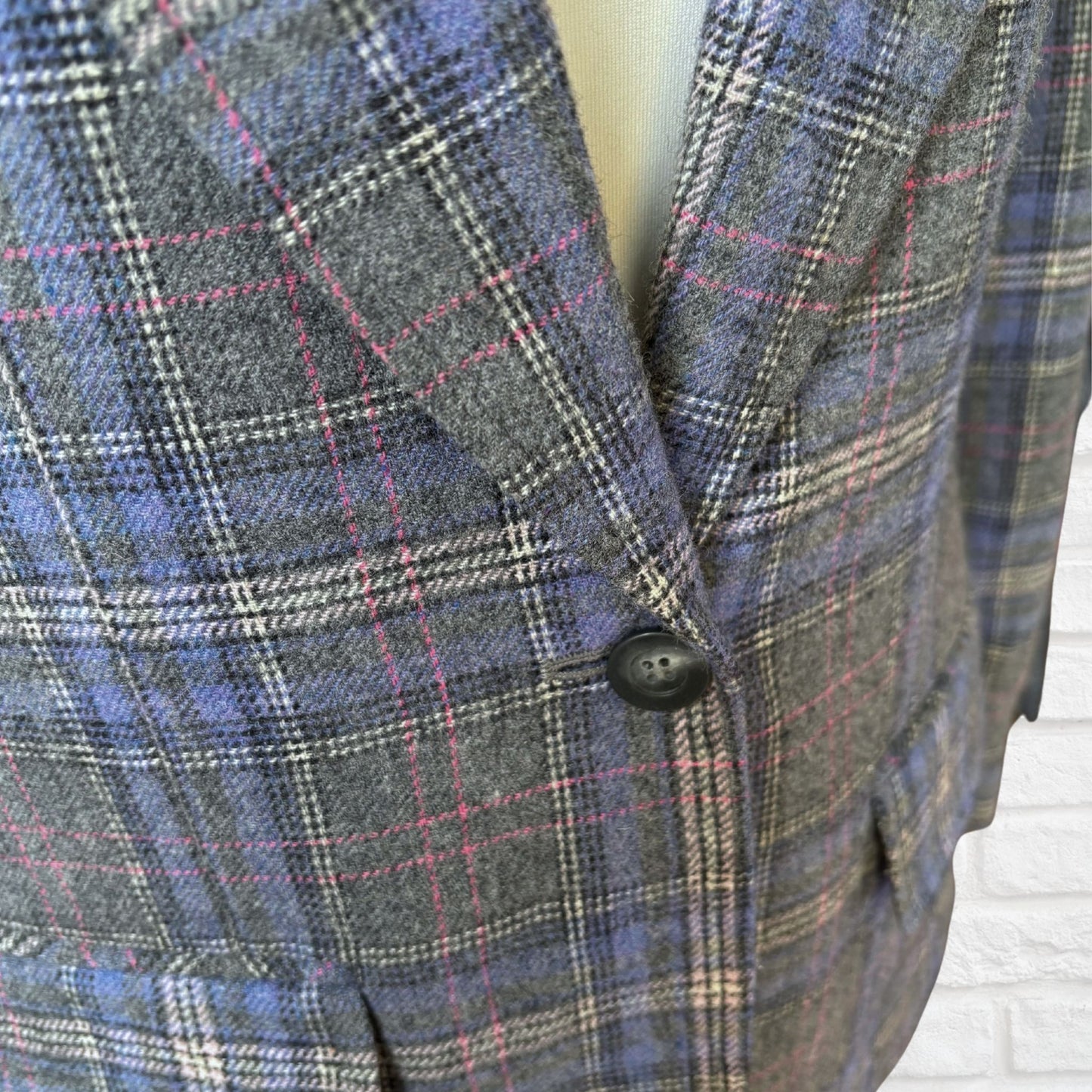 Vintage 80s Pendleton Blue and Grey Checked Blazer. Approx UK size 10-12