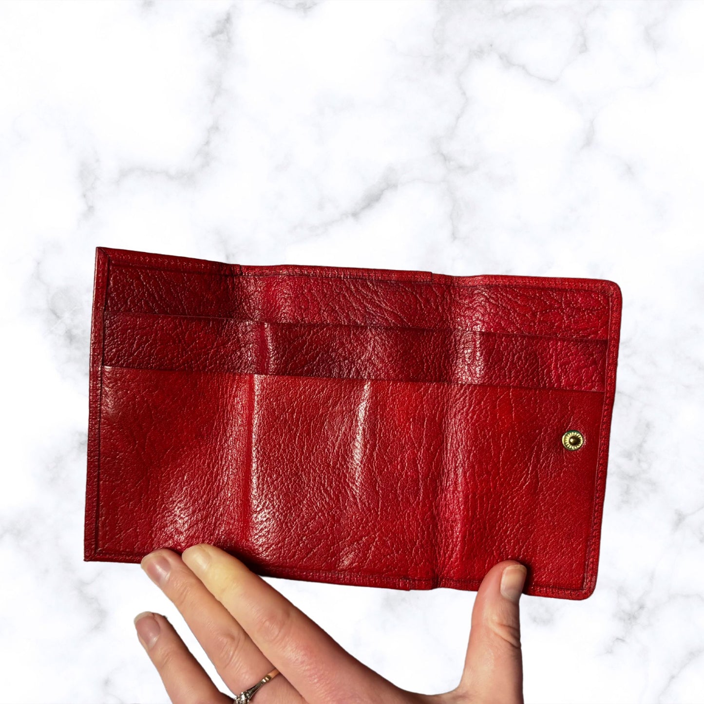 Vintage 1960s Textured Red Leather Clasp Top Purse/Wallet - Stylish and Practical