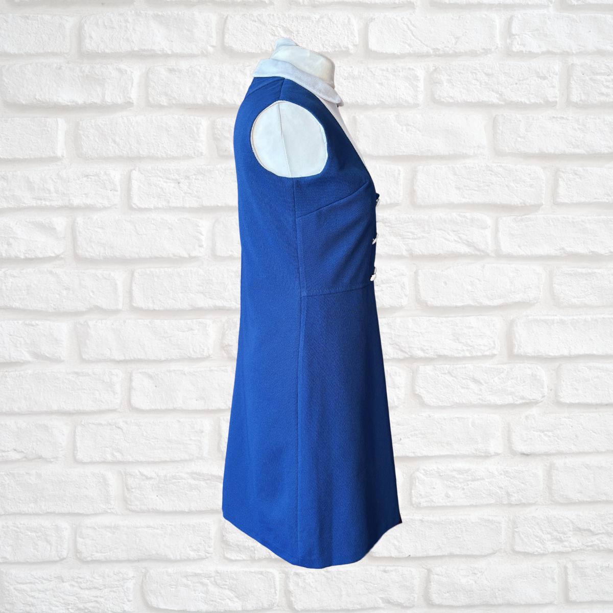60s Navy Blue & White Mod Style Vintage Scooter Dress. Approx UK Size 8-10
