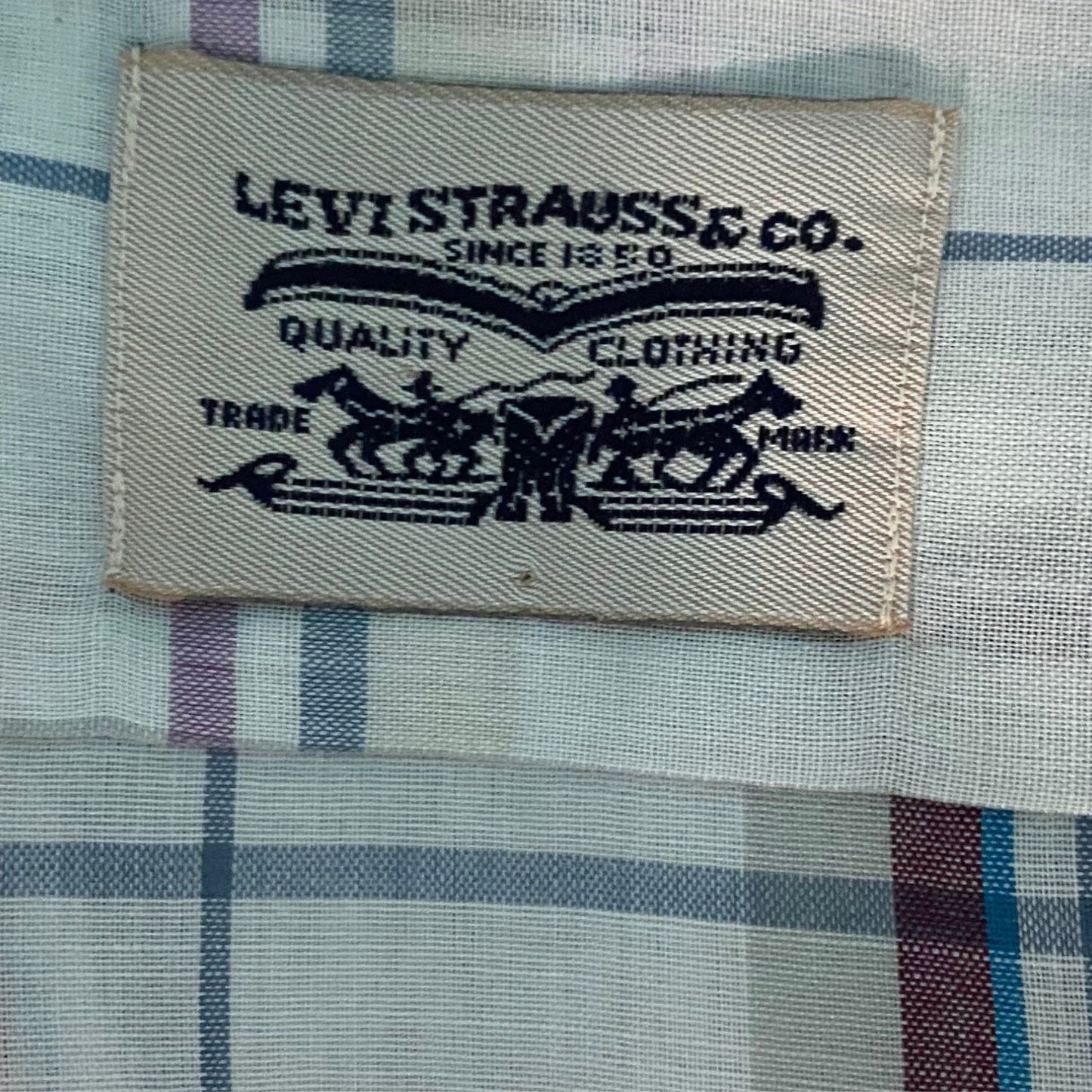 White Striped Long Sleeved Cotton Vintage Levi Shirt Approx UK size L (mens) 12-16 (women’s)