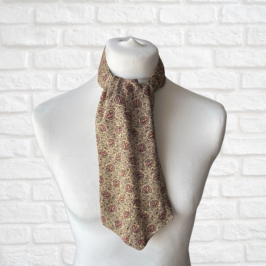 60s Mod Style Yellow, Black and Red Paisley Print Vintage Tootal Cravat