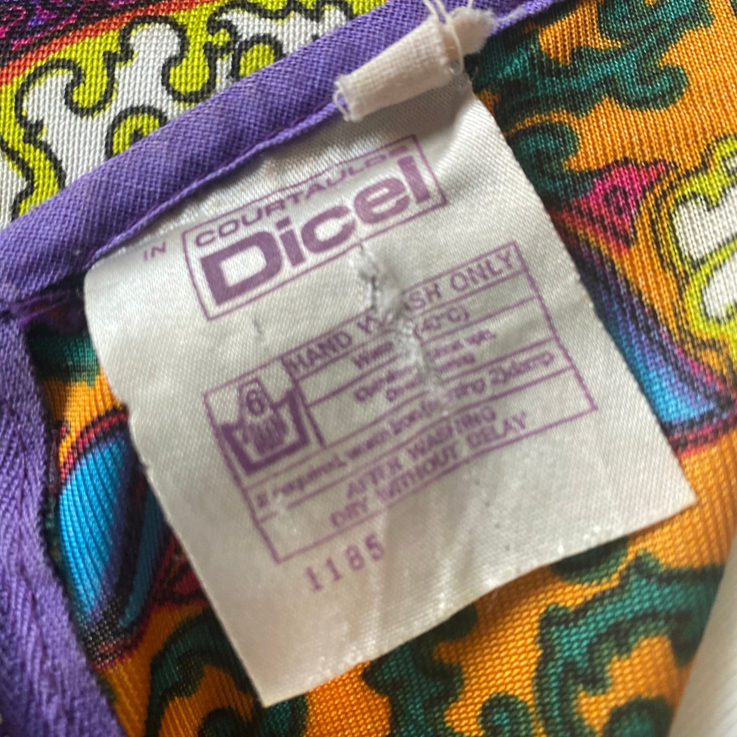 60s /70s purple paisley, long sleeved maxi dress . Approx UK size 10-12