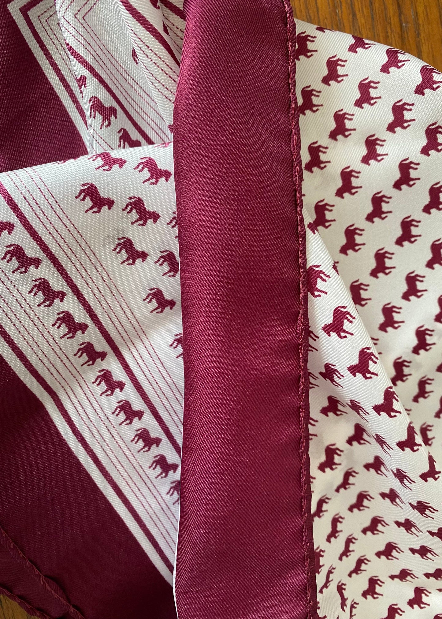 Large square vintage scarf. White and purple horse print , Fiorini scarf. Great gift idea