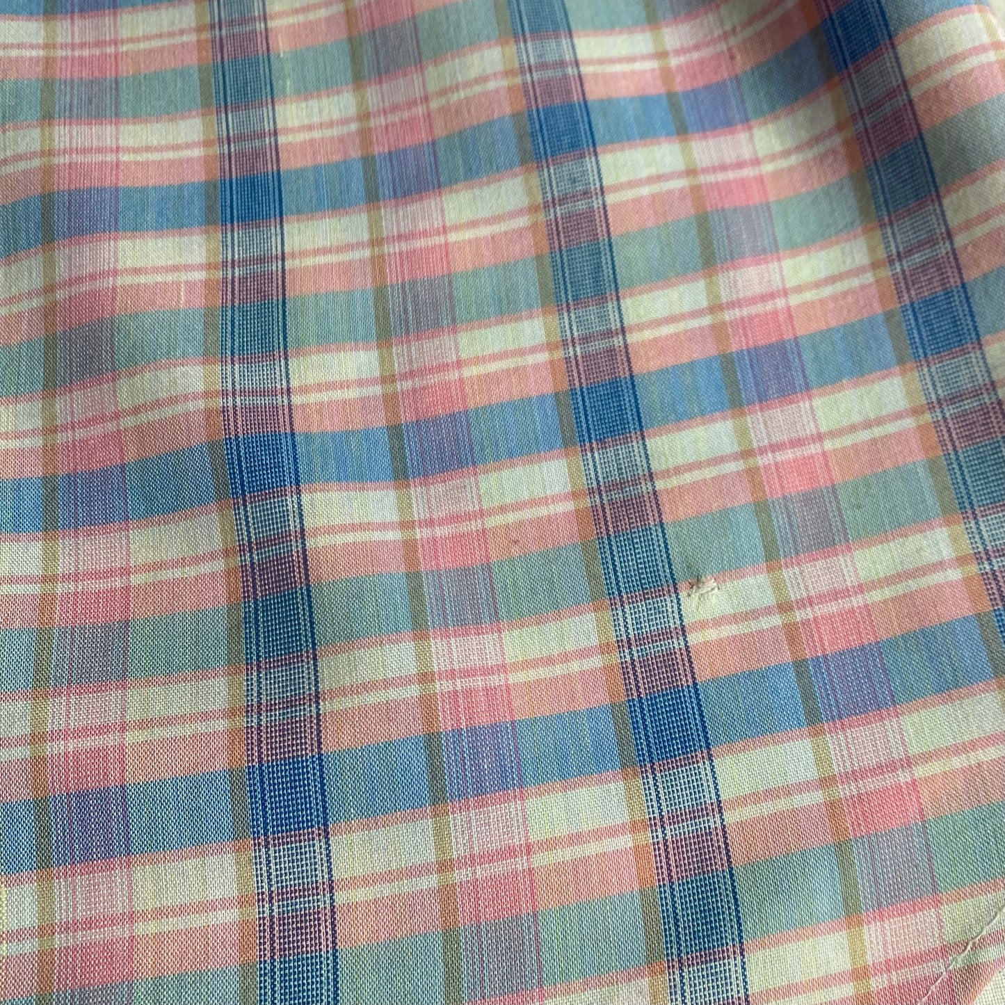80s pink, white and blue checked blouse with Peter Pan collar. Approx U.K. size 12-14