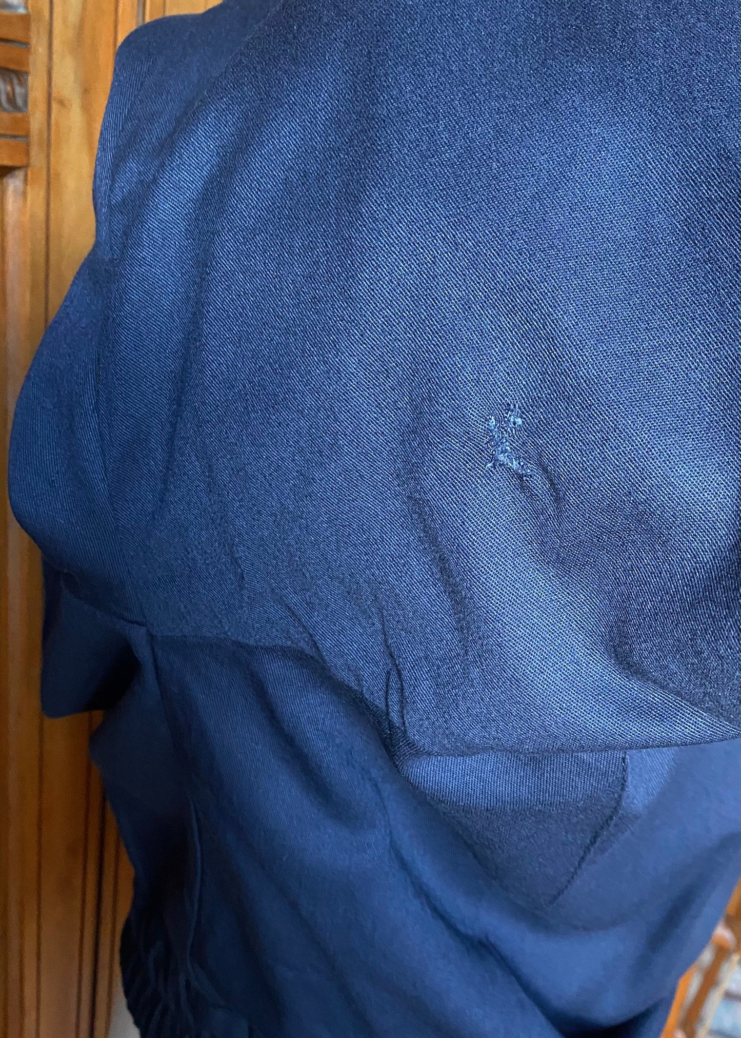 80s blue sailor style jacket with military style detailing. Approx UK size 16-18