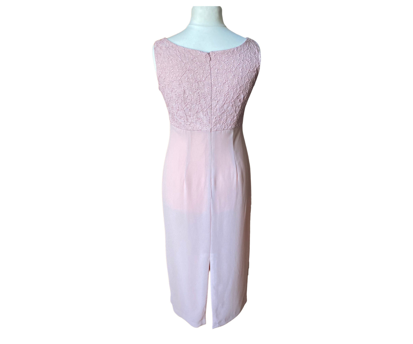 90s pink maxi sleeveless shift dress with brocade bodice. . Approx U.K. size 10-12