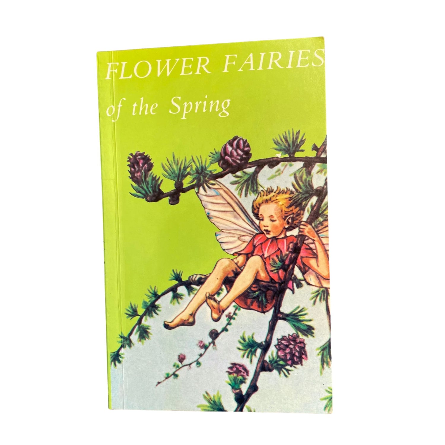 Vintage 1970s copy of small green book fearing a fairy on the cover - Flower Fairies of the Spring 