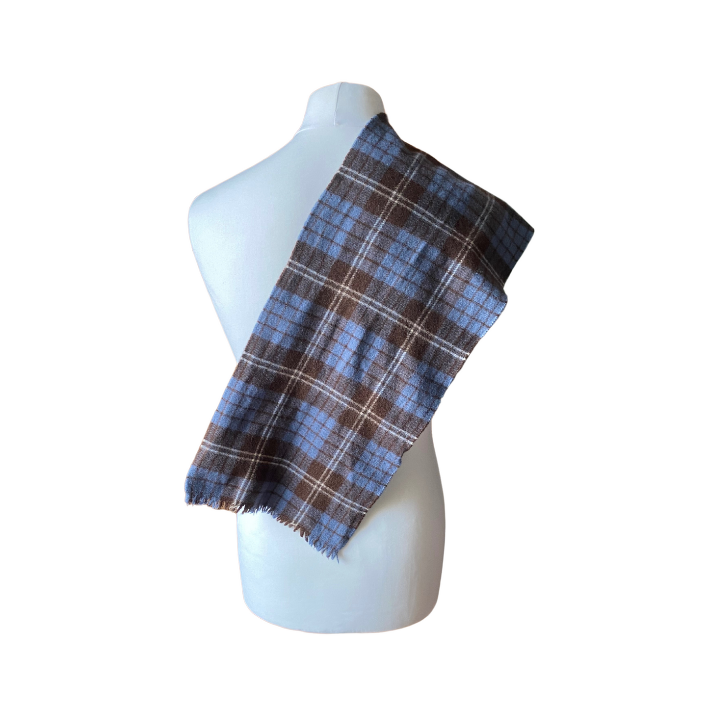 Blue plaid 60s wool scarf 