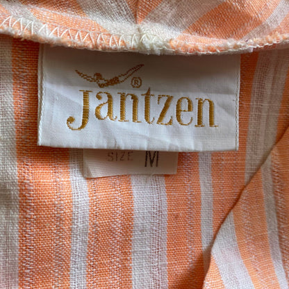 60s Peach and White Striped Linen Smock Top by Jantzen Beachwear. Approx UK size 12-14