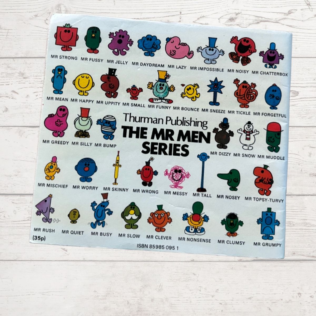 Picture of all the mr men characters - back book cover 
