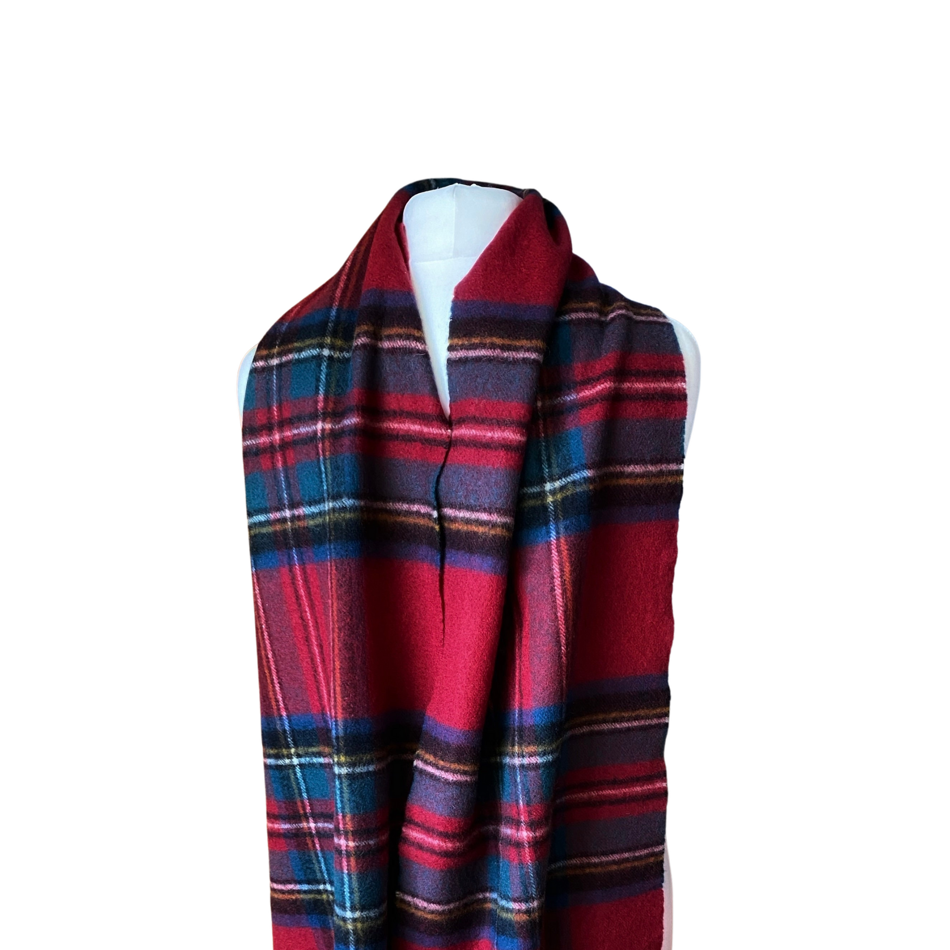 Large vintage plaid scarf - Warm and cosy  accessory for chilly days