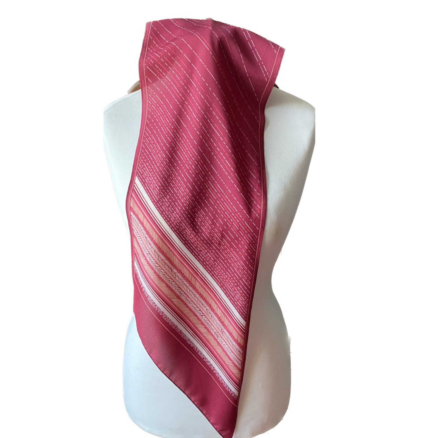 Stylish pink printed longer length  scarf with triangular edges 