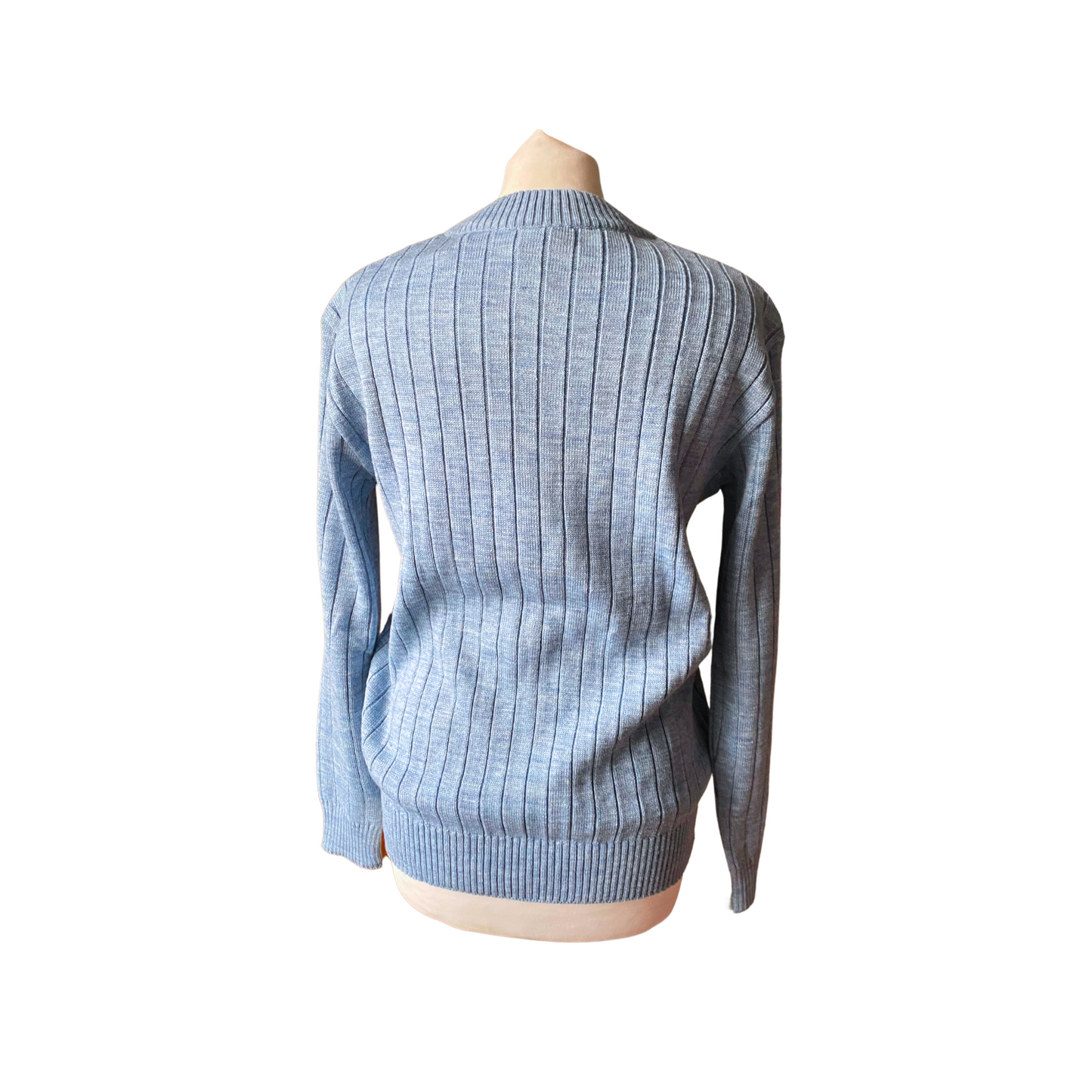 Soft and comfortable acrylic blue ribbed jumper - vintage design