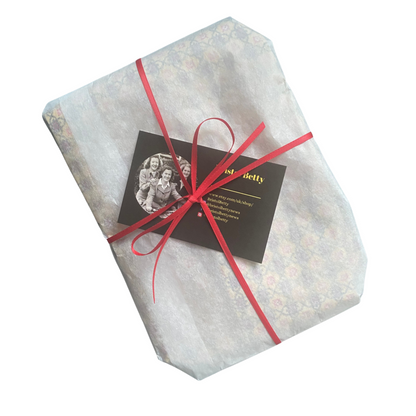 All orders are wrapped in tissue paper and ribbon 