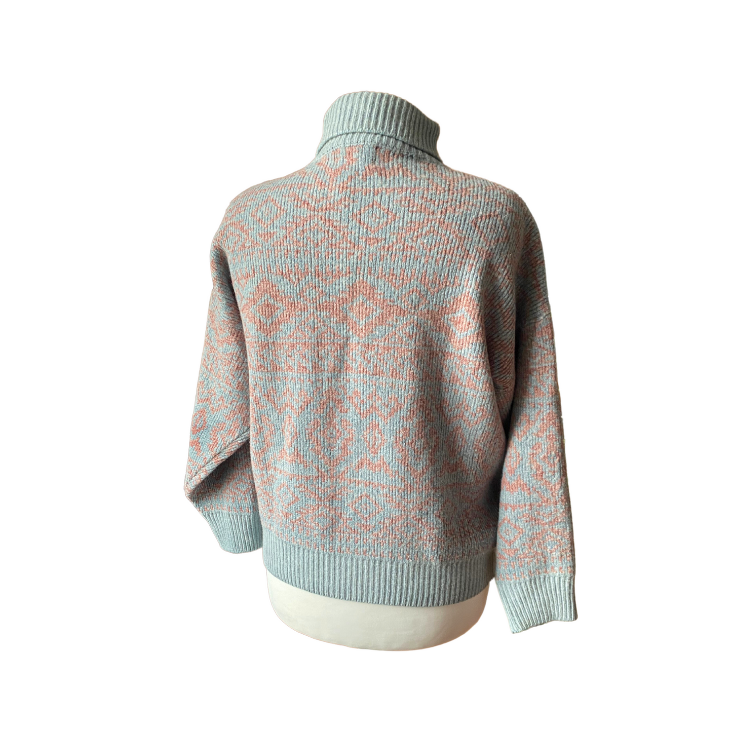 Stay warm in  this 80s geometric print roll neck sweater