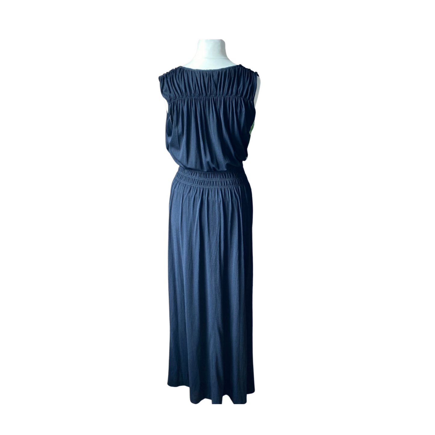 70s black Grecian style, sleeveless  maxi dress . Approx U. K  size 12