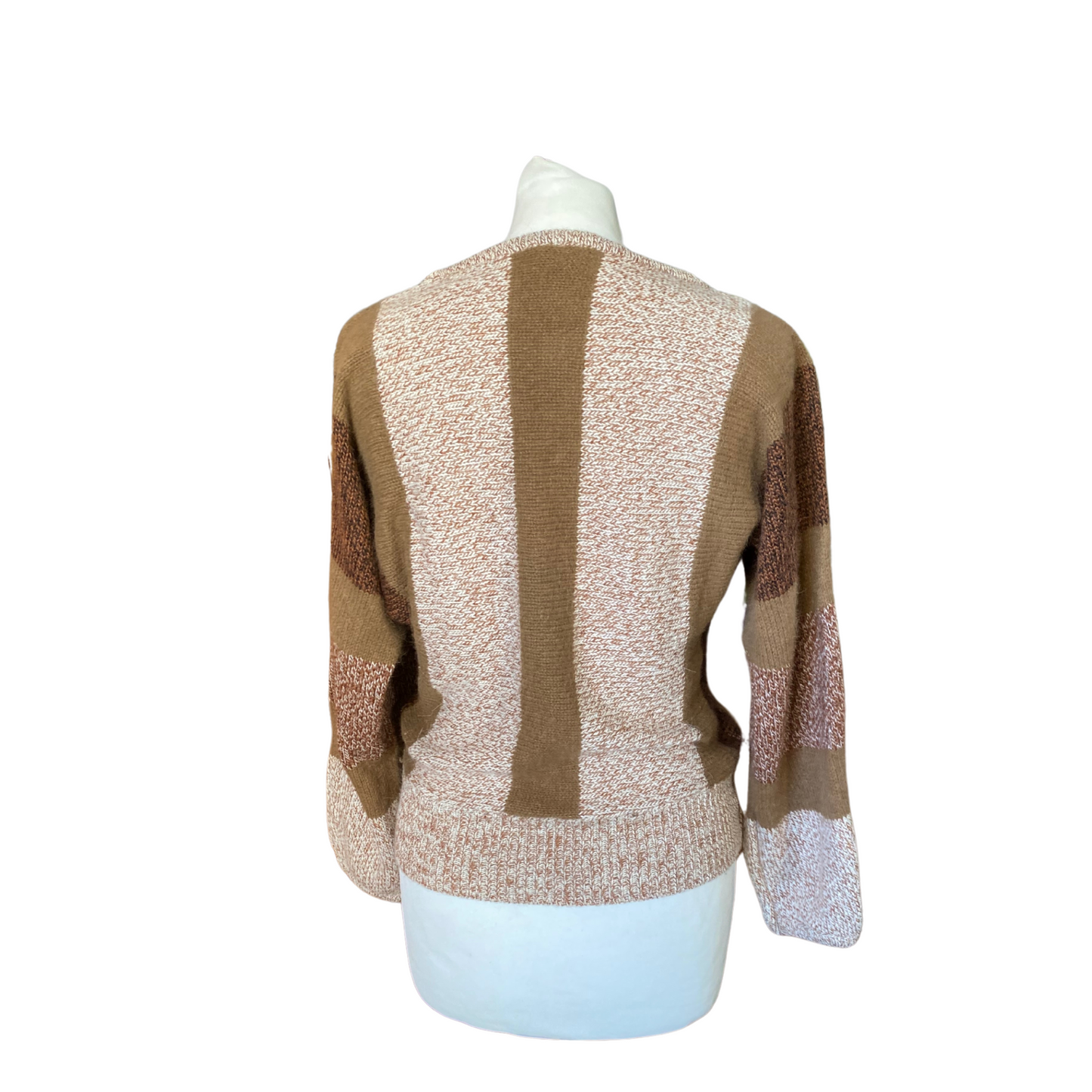 80s camel, white and brown fluffy knit jumper Approx  Uk size 10-12