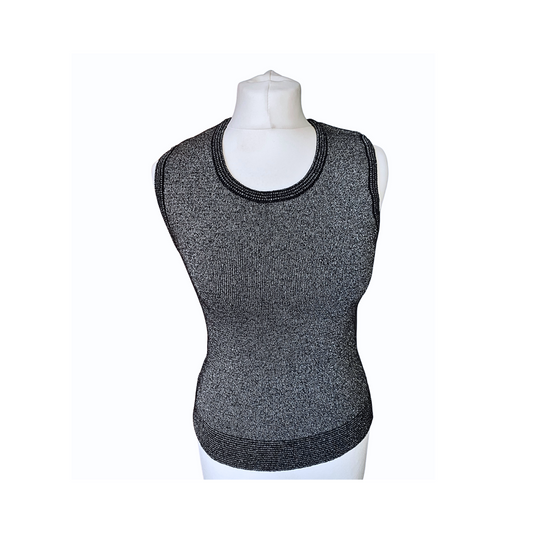 70s black and silvery sparkly tank top/sweater vest.  Approx  UK size 6-12