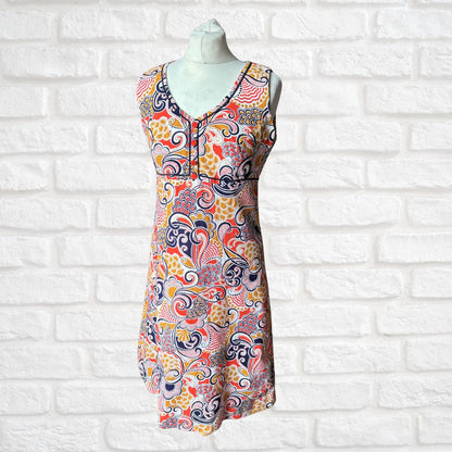 60s Psychedelic Print Summer Cotton Scooter Dress. Approx UK size 10