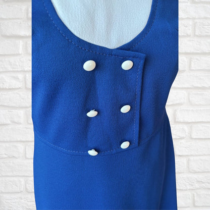 60s Navy Blue & White Mod Style Vintage Scooter Dress. Approx UK Size 8-10