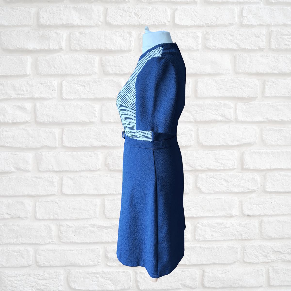 Blue and white scooter dress on a white background 