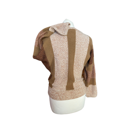 80s camel, white and brown fluffy knit jumper Approx  Uk size 10-12